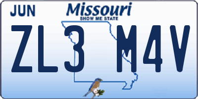 MO license plate ZL3M4V