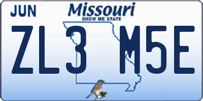 MO license plate ZL3M5E