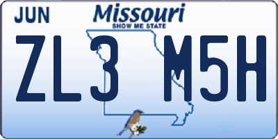 MO license plate ZL3M5H