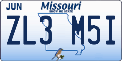 MO license plate ZL3M5I