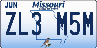 MO license plate ZL3M5M