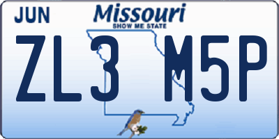 MO license plate ZL3M5P