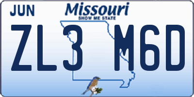 MO license plate ZL3M6D