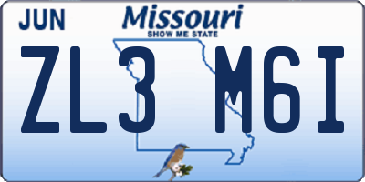 MO license plate ZL3M6I