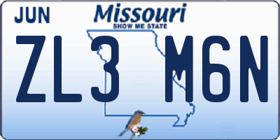 MO license plate ZL3M6N