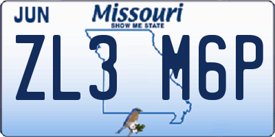 MO license plate ZL3M6P