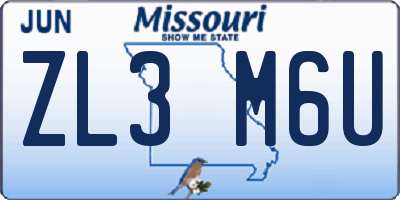 MO license plate ZL3M6U