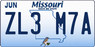 MO license plate ZL3M7A