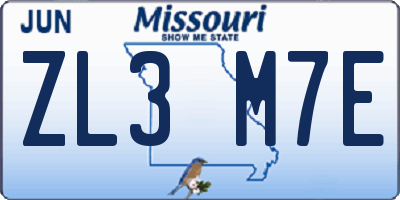MO license plate ZL3M7E