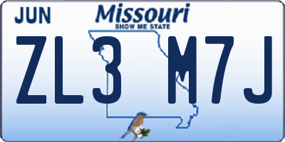 MO license plate ZL3M7J