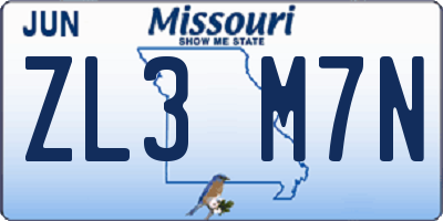 MO license plate ZL3M7N