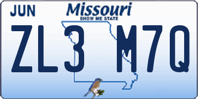 MO license plate ZL3M7Q