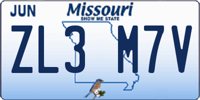 MO license plate ZL3M7V