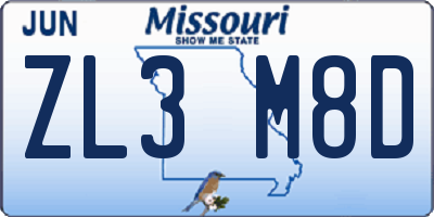MO license plate ZL3M8D