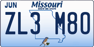 MO license plate ZL3M8O
