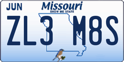 MO license plate ZL3M8S