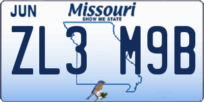 MO license plate ZL3M9B