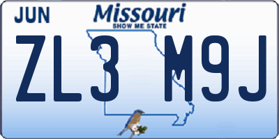 MO license plate ZL3M9J