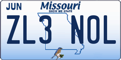 MO license plate ZL3N0L
