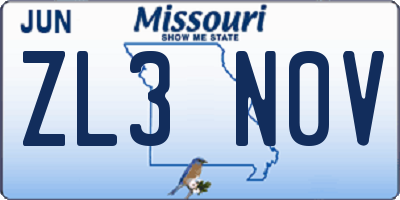 MO license plate ZL3N0V