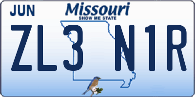 MO license plate ZL3N1R