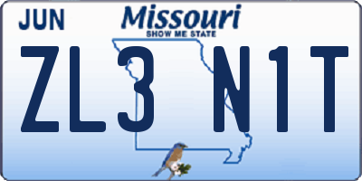 MO license plate ZL3N1T