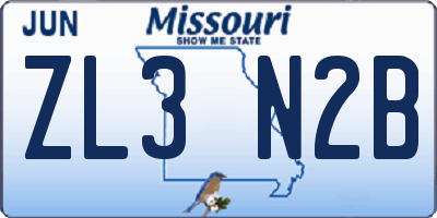 MO license plate ZL3N2B