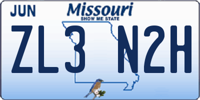 MO license plate ZL3N2H