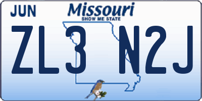 MO license plate ZL3N2J