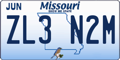 MO license plate ZL3N2M