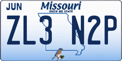 MO license plate ZL3N2P