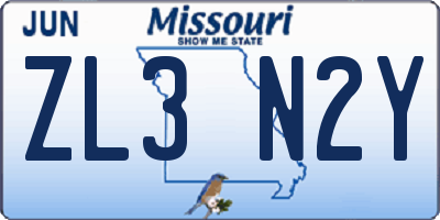 MO license plate ZL3N2Y