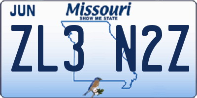 MO license plate ZL3N2Z