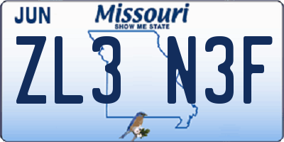 MO license plate ZL3N3F