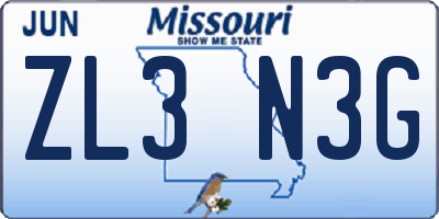 MO license plate ZL3N3G
