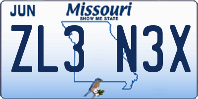 MO license plate ZL3N3X