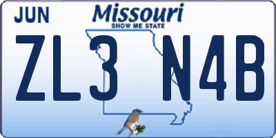 MO license plate ZL3N4B