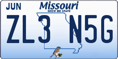 MO license plate ZL3N5G