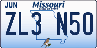 MO license plate ZL3N5O