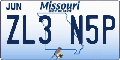 MO license plate ZL3N5P
