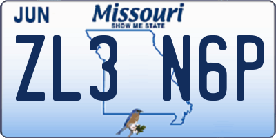 MO license plate ZL3N6P