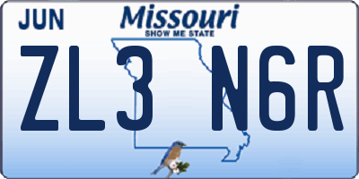 MO license plate ZL3N6R