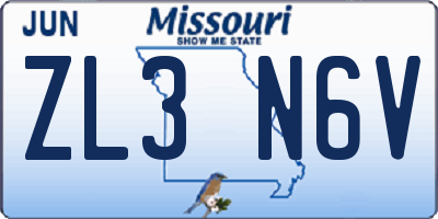 MO license plate ZL3N6V