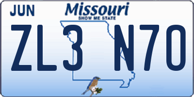 MO license plate ZL3N7O