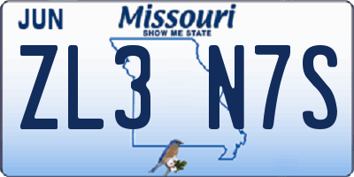 MO license plate ZL3N7S