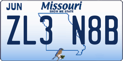 MO license plate ZL3N8B
