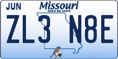 MO license plate ZL3N8E