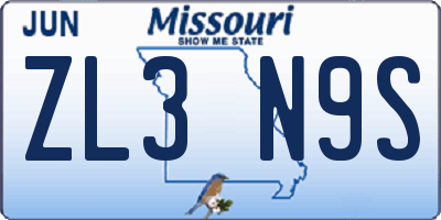 MO license plate ZL3N9S