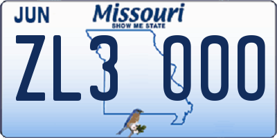 MO license plate ZL3O0O
