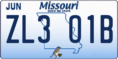 MO license plate ZL3O1B